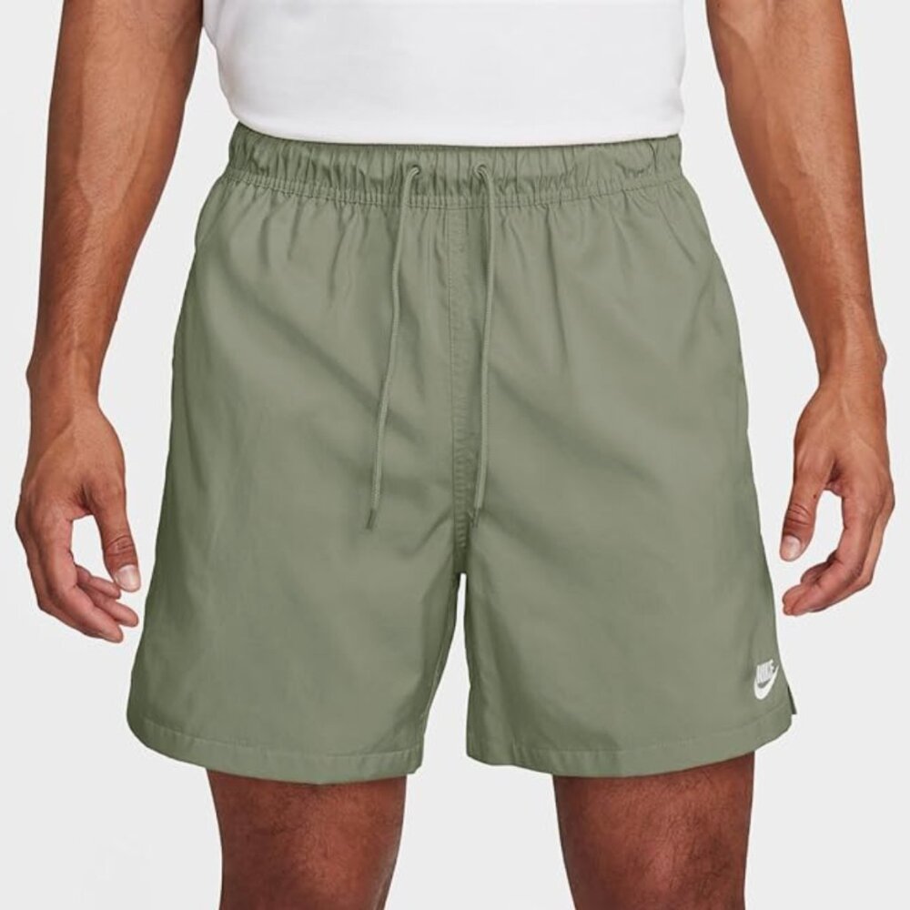 Nike Club Men's Woven Flow Shorts Oil Green/White